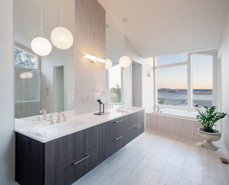 Spacious Master Bathroom with Custom Cabinets
